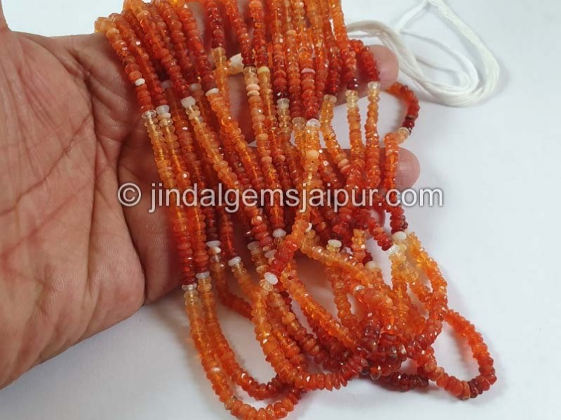 Fire Opal Faceted Roundelle Beads