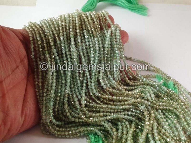 Natural Green Zircon Shaded Faceted Round Beads