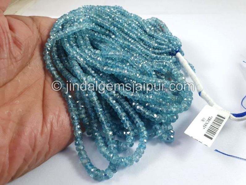 Blue Zircon Faceted Roundelle Shape Beads