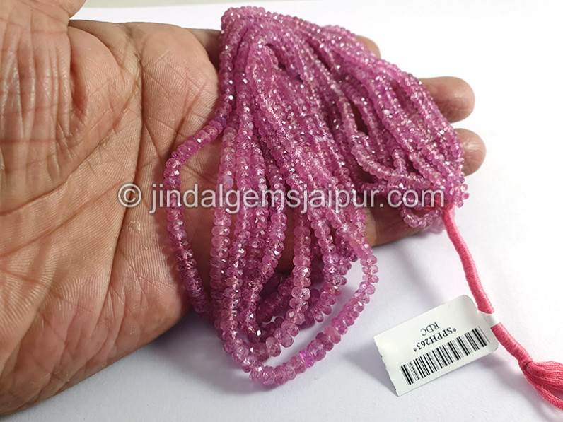 Pink Sapphire Big Faceted Roundelle Shape Beads