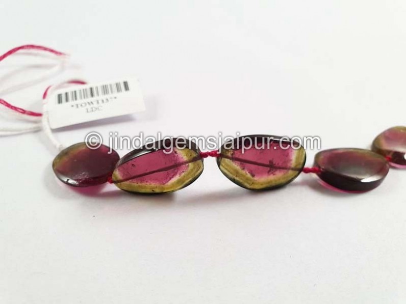 Watermelon Tourmaline Smooth Slices Beads