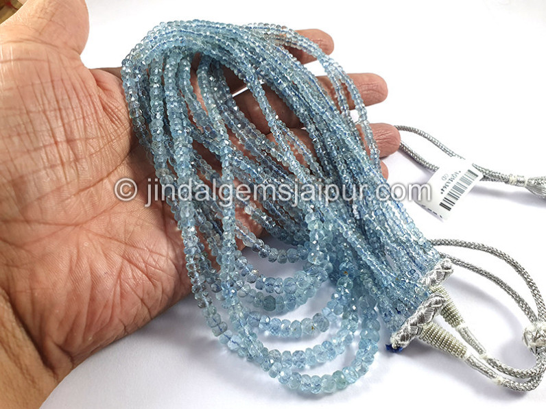 Aquamarine Faceted Roundelle Shape Beads