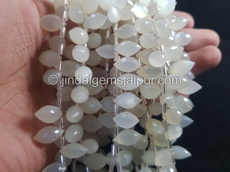 White Moonstone Faceted Dew Drops Beads