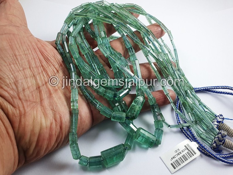 Blue Tourmaline Cut Pipe Shape Beads