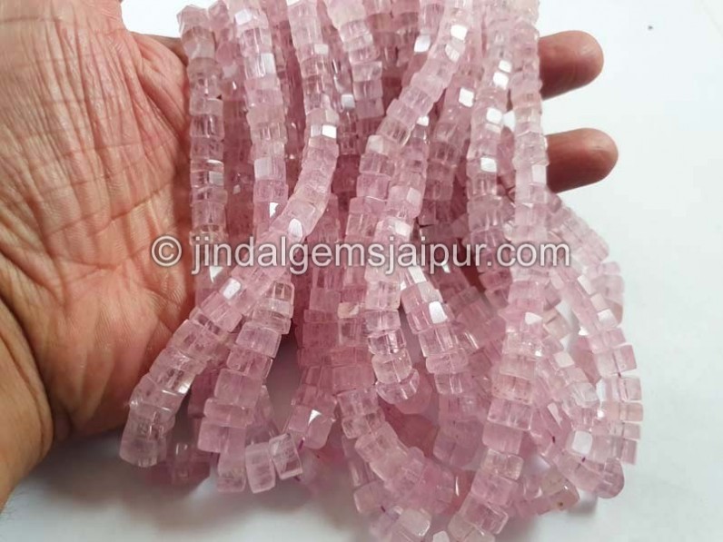 Pink Morganite Step Cut Roundelle Beads