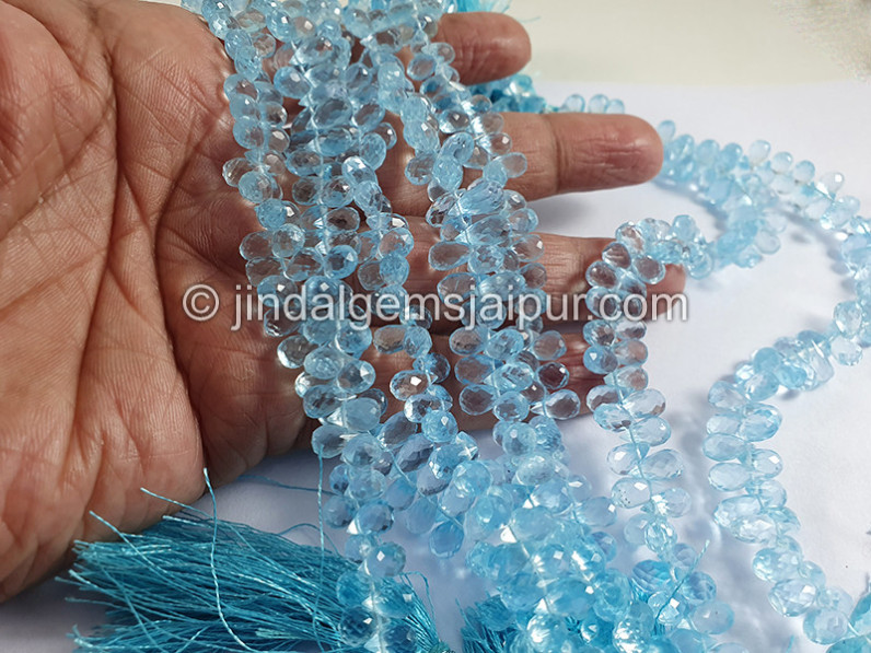 Sky Blue Topaz Faceted Drops Shape Beads