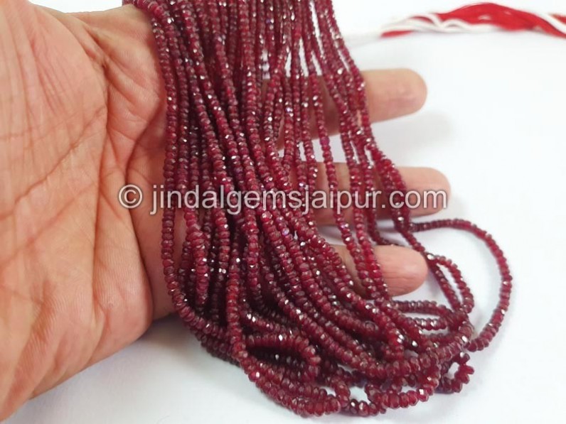 Ruby Faceted Roundelle Deep Beads