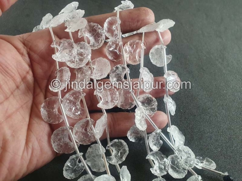Crystal Hammered Moon Beads
