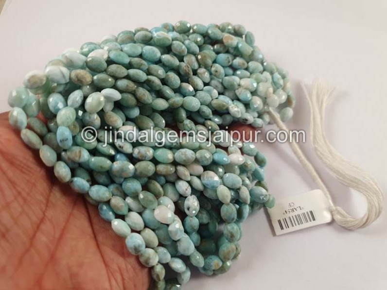 Larimar Faceted Oval Shape Beads