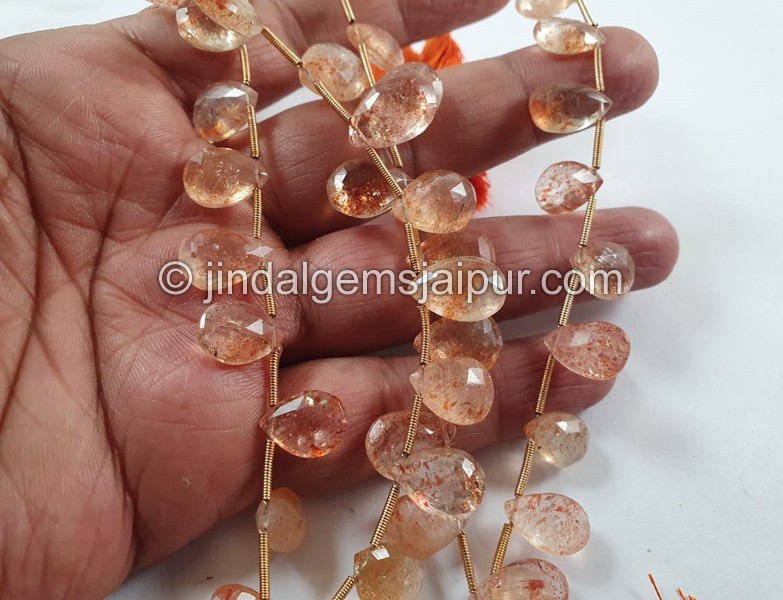 Sunstone Faceted Pear Beads