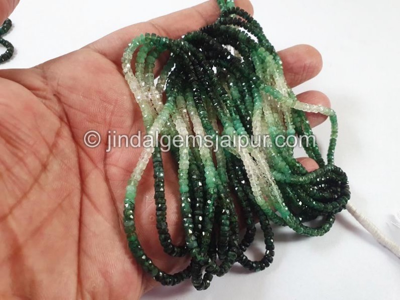 Emerald Shaded Faceted Small Beads