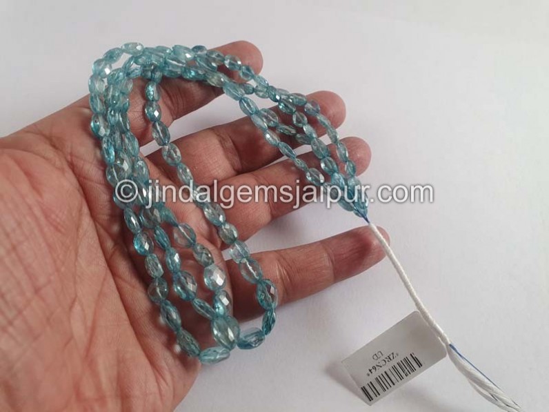 Blue Zircon Faceted Oval Beads