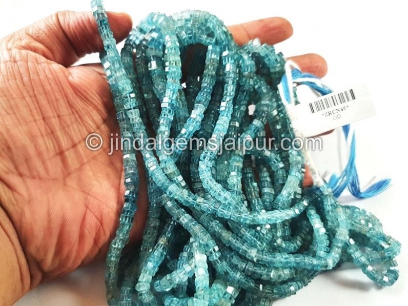 Blue Zircon Step Cut Bolt Shape Beads