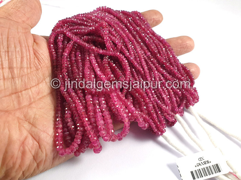 Ruby Faceted Roundelle Shape Beads