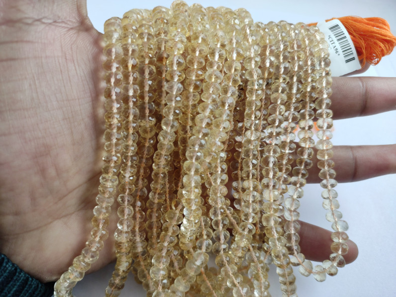 Citrine Faceted Roundelle Shape Beads