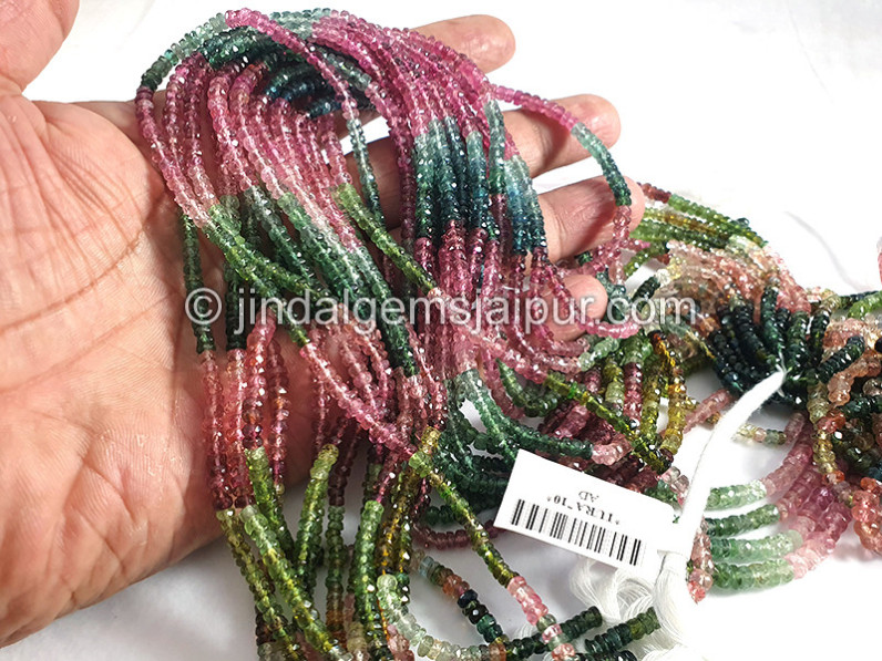 Tourmaline Faceted Roundelle Shape Beads