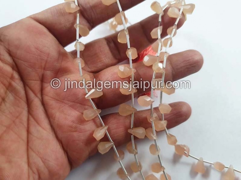 Peach Moonstone Fancy Cut Drops Beads