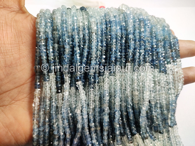 Santa Maria Aquamarine Shaded Faceted Roundelle Shape Beads