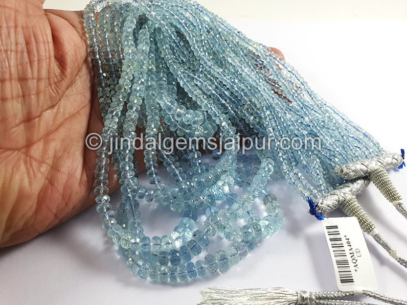 Aquamarine Faceted Roundelle Shape Beads