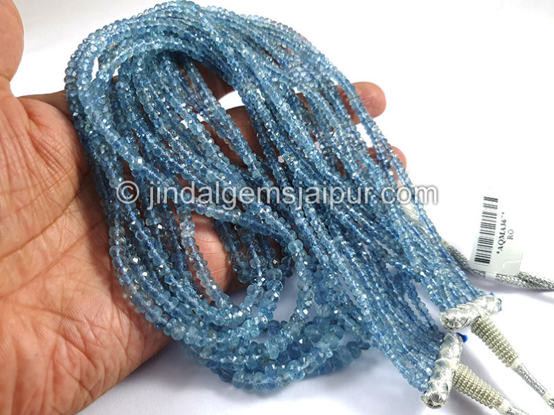 Aquamarine Faceted Roundelle Shape Beads