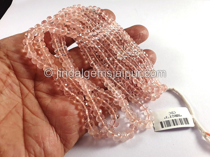 Peach Morganite Faceted Roundelle Shape Beads