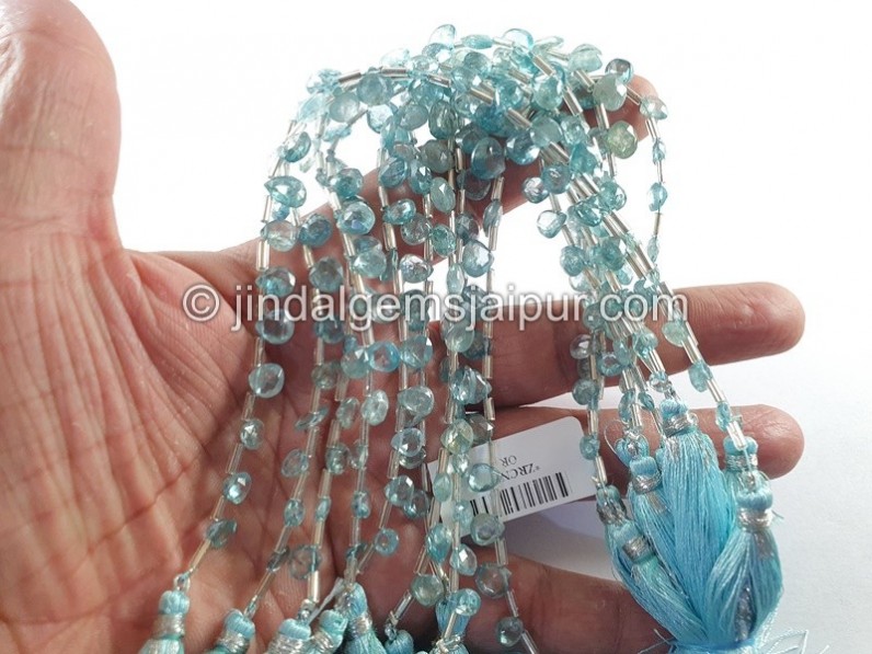 Blue Zircon Faceted Heart Shape Beads