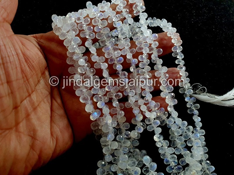 White Rainbow Faceted Drops Shape Beads