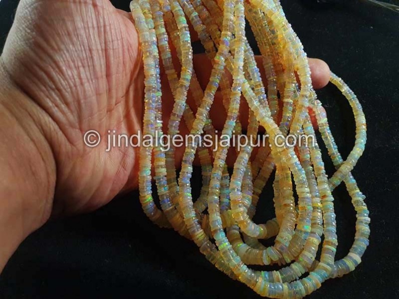 Yellow Ethiopian Opal Smooth Tyre Beads