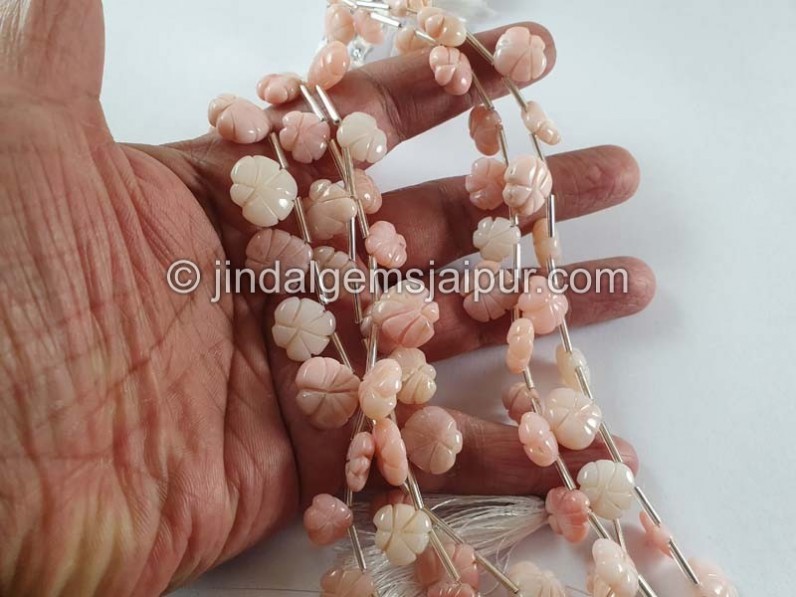 Pink Opal Carved Heart Beads