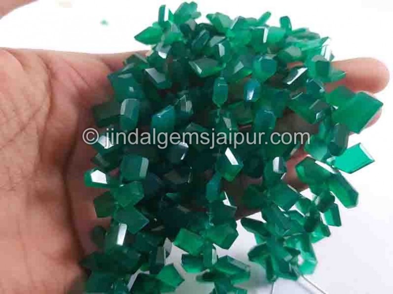 Green Onyx Flat Slice Cut Beads