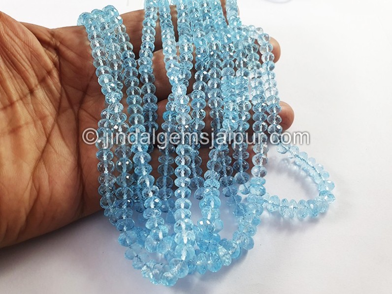 Sky Blue Topaz Big Faceted Roundelle Shape Beads