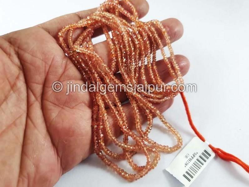 Orange Sapphire Faceted Roundelle Shape Beads