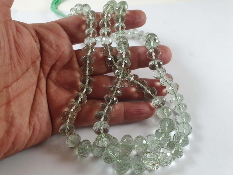 Green Amethyst Concave Cut Rondelle Beads