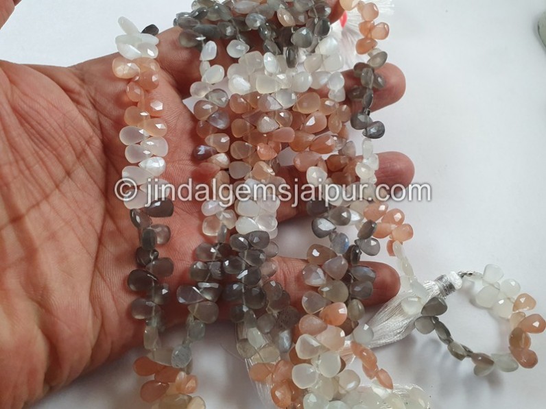 Multi Moonstone Faceted Pear Beads