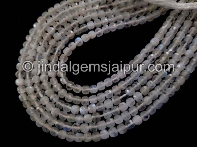 White Rainbow Faceted Cube Shape Beads