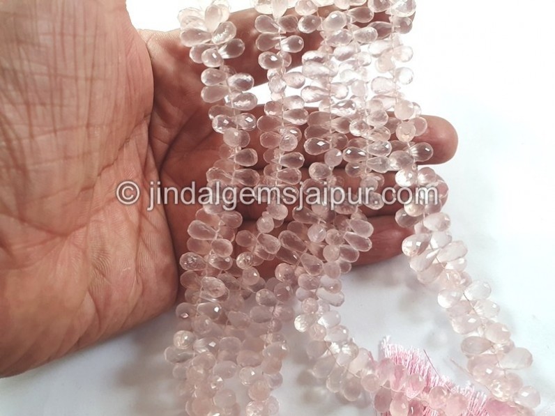 Rose Quartz Faceted Drops Beads