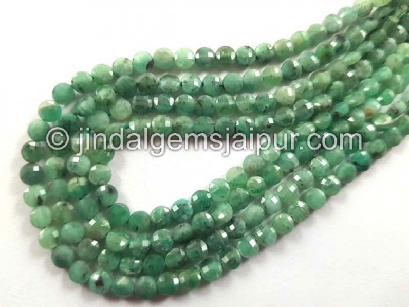 Emerald Faceted Coin Shape Beads