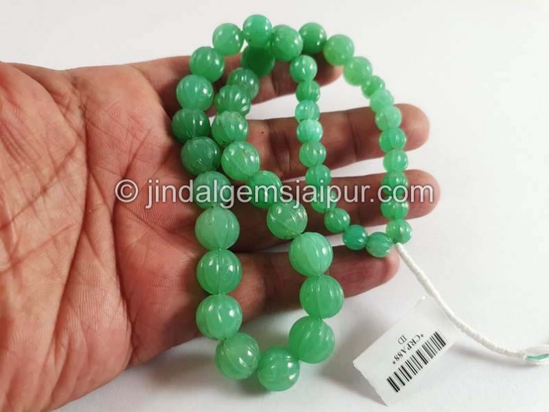 Chrysoprase Carved Pumpkin Balls Beads