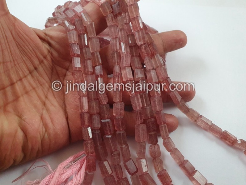 Pink Strawberry Quartz Faceted Nugget Beads