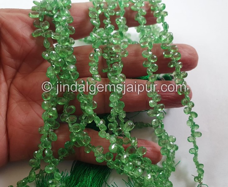 Basil Green Tsavorite Faceted Pear Beads