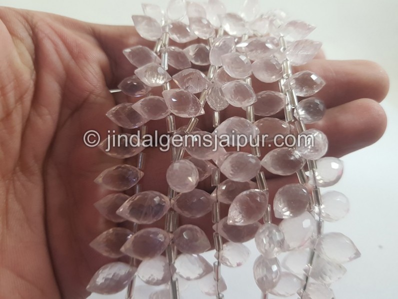 Rose Quartz Faceted Dew Drops Beads