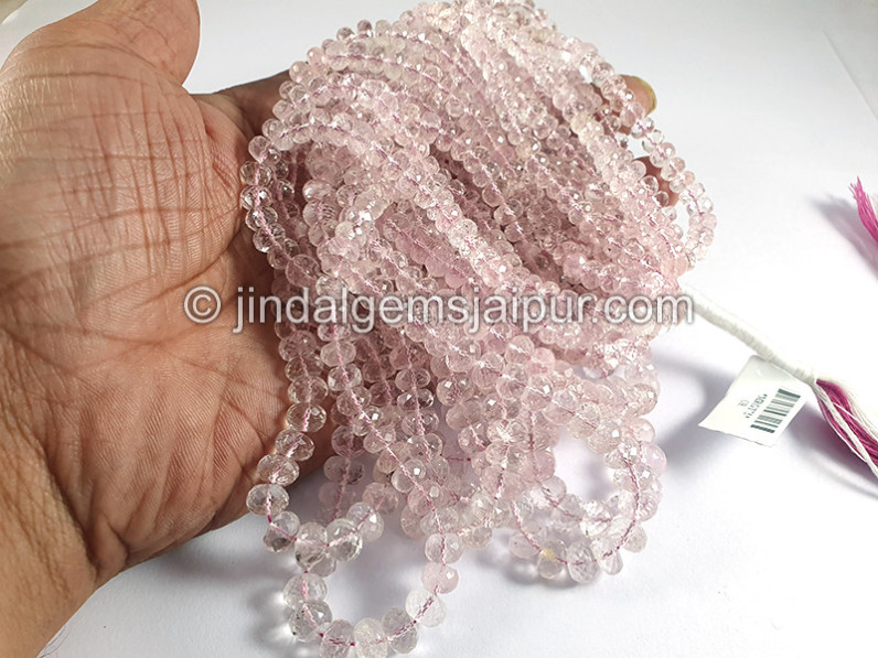 Pink Morganite Faceted Roundelle Shape Beads