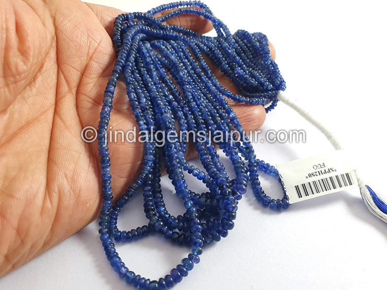 Blue Sapphire Burma Smooth Roundelle Shape Beads