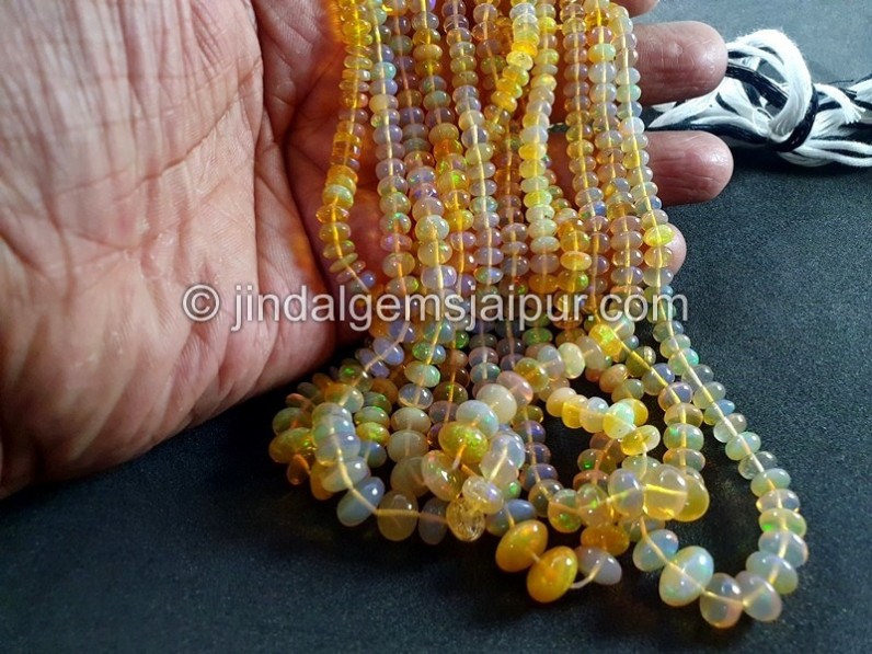 Ethiopian Opal Orange Smooth Roundelle Beads