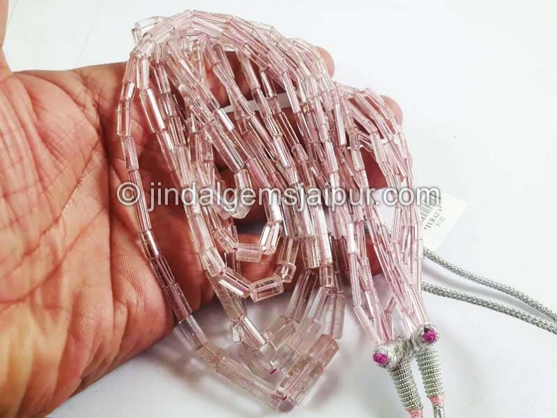 Baby Pink Tourmaline Step Cup Pipe Shape Beads