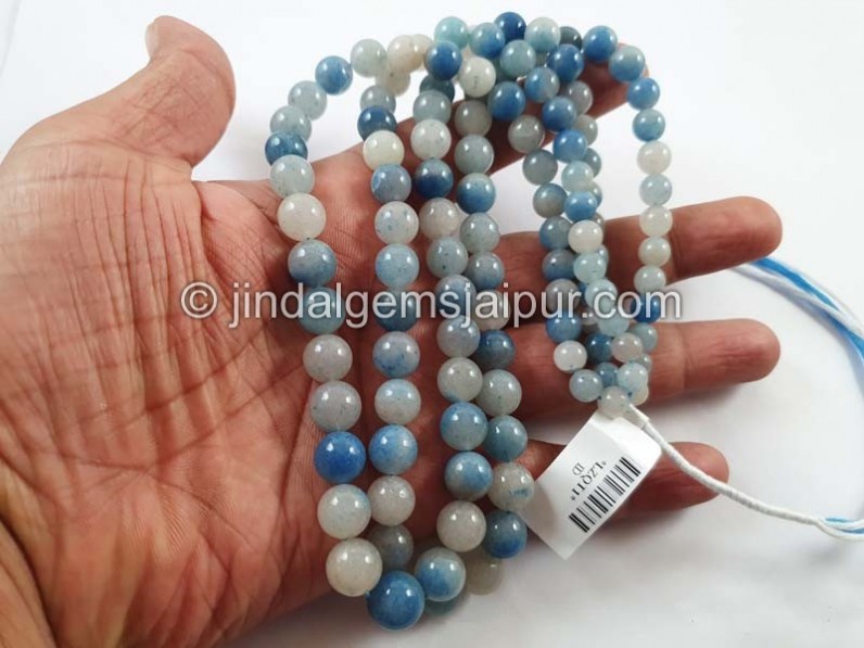 Blue Lazulite In Quartz Round Balls Beads