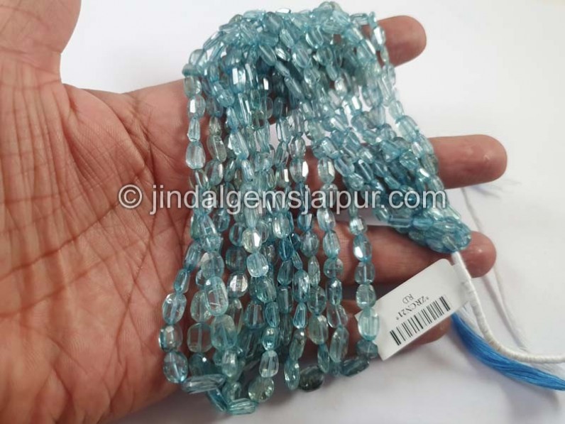 Natural Blue Zircon Shaded Faceted Nugget Beads