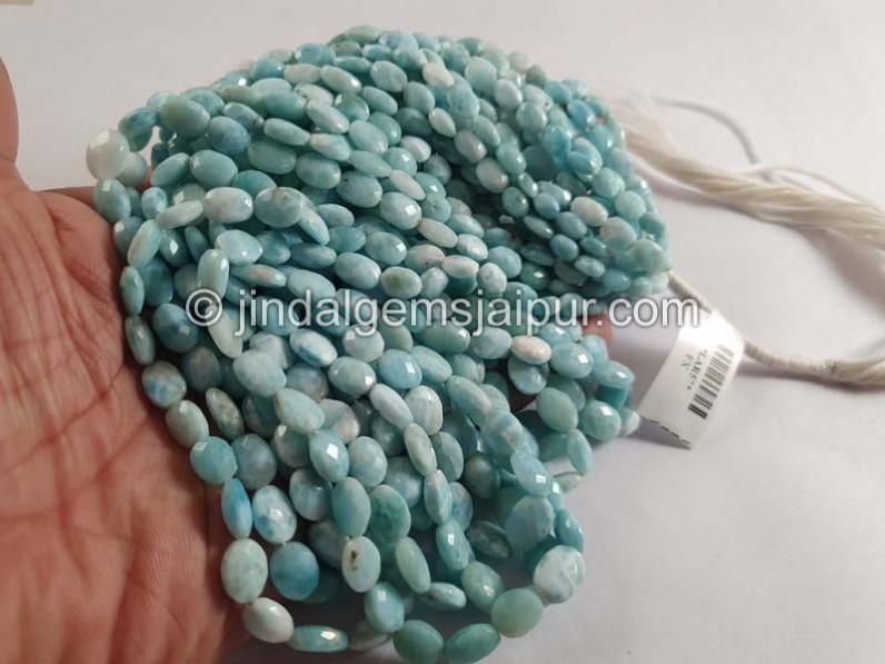 Larimar Faceted Oval Shape Beads