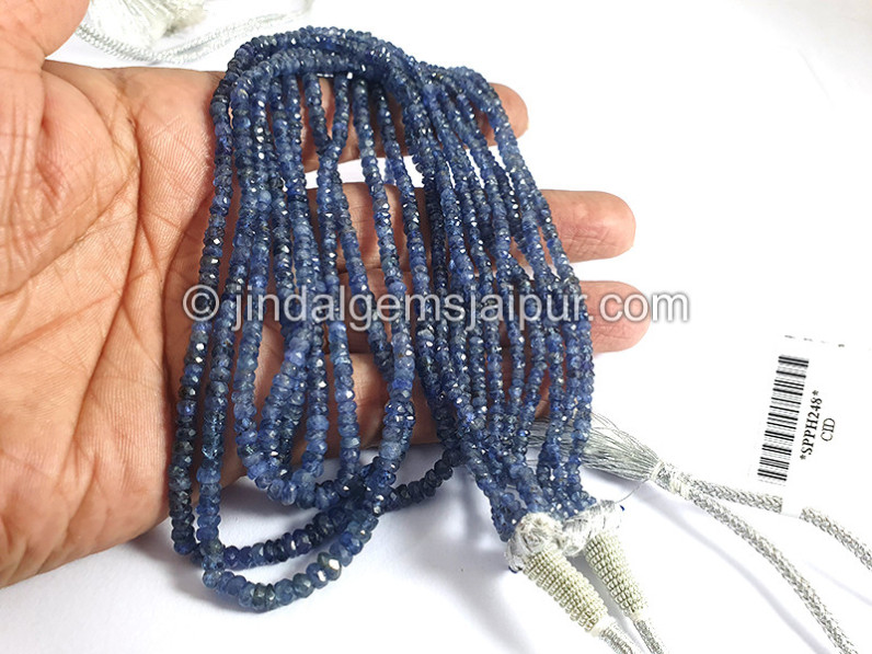 Blue Sapphire Burma Faceted Roundelle Shape Beads