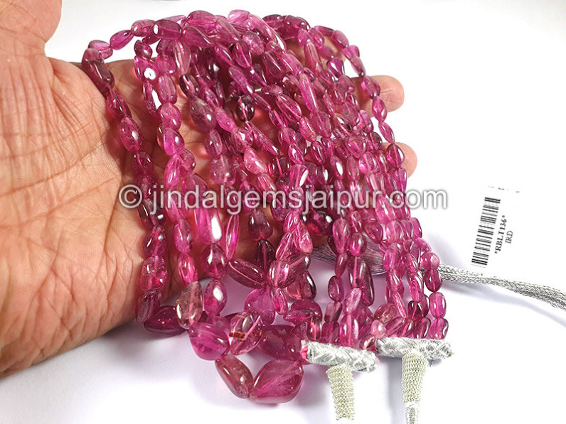 Rubellite Smooth Nuggets Shape Beads